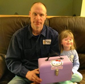 Tom and Olivia with the custom Hello Kitty lunchbox